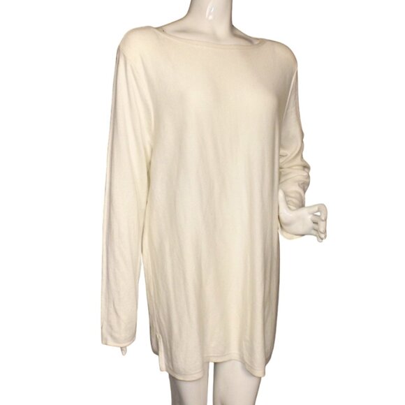 J.JILL Cotton Sweater, XL, Winter white, Long sleeve, Pullover, Crew neck, Ecru - Picture 2 of 10